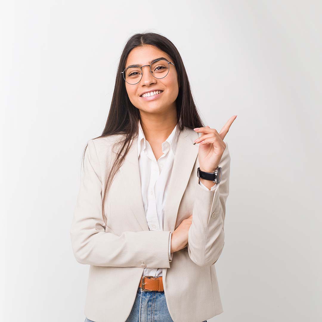 Young,Business,Arab,Woman,Isolated,Against,A,White,Background,Smiling